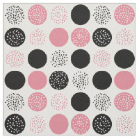 Modern Circles Dots White Black Rosa Fabric