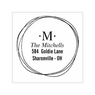 Modern Circles Wandemonogram adress Självfärgande Stämpel