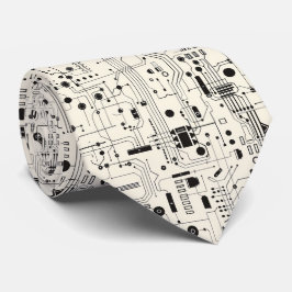 Modern Circuit Mönster Black and Beige Tie Slips