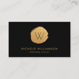 Modern cirkel Deep Black Faux Foil | GULD GULD Visitkort