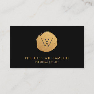 Modern cirkel Deep Black Faux Foil   GULD GULD Visitkort