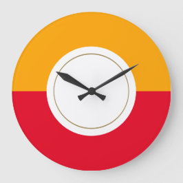 Modern cirkel i Bright Red Golden Gult Mid Century Stor Klocka