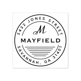 Modern cirkelmonogramrund Returadress Stämpel