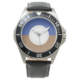 Modern Cirkulär Blue Mocha White Färg Block Armbandsur