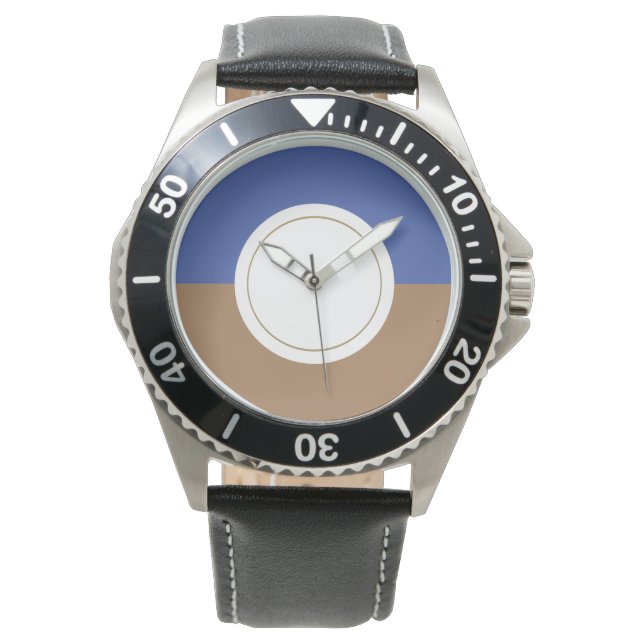 Modern Cirkulär Blue Mocha White Färg Block Armbandsur (Framsida)