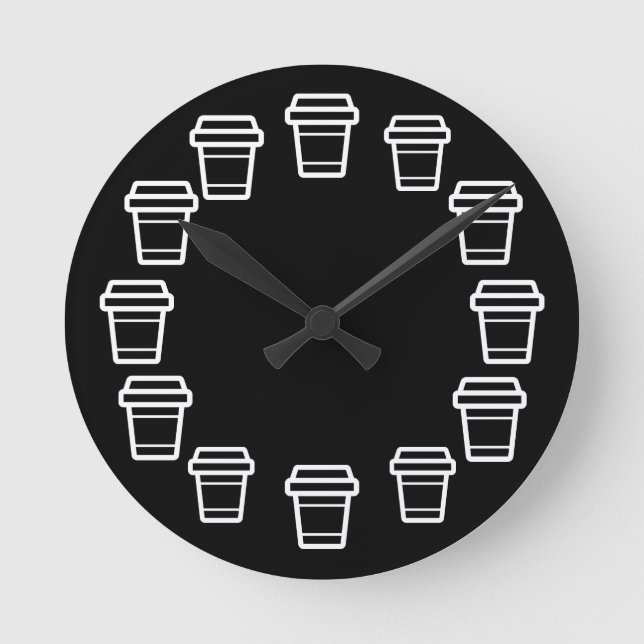 Modern cirkulär kaffekopp ikon rund klocka (Framsida)