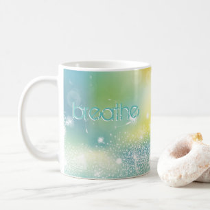 Modern citat BREATHE inspirational Dandelions Kaffemugg