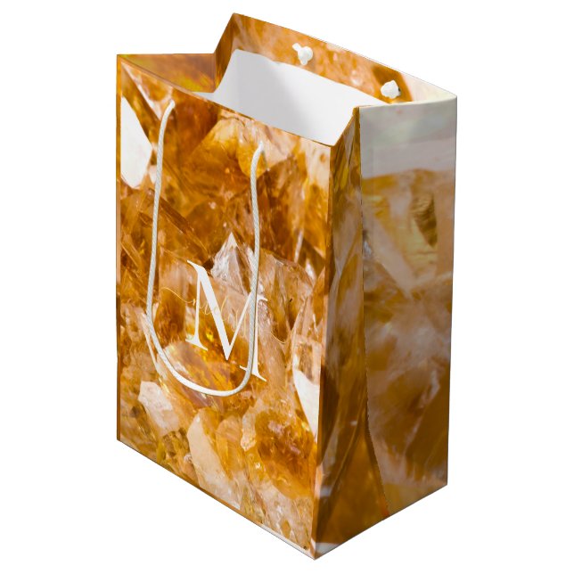 Modern Citrine Birthstone Monogram Personalized  (Framsidan Vinklad)