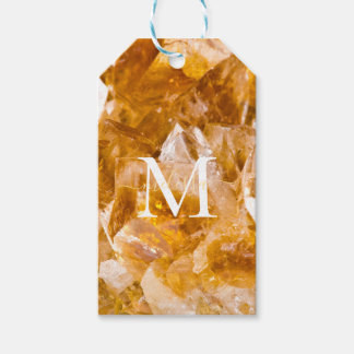 Modern Citrine Birthstone Monogram Personalized  Presentetikett