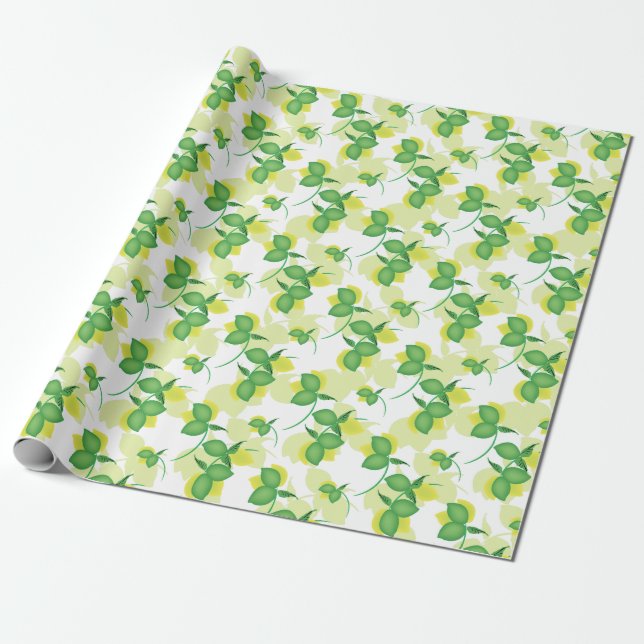 Modern Citron Lime Limoncillo Mönster Presentpapper (Utrullad)