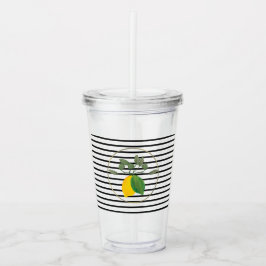 Modern Citron Lime Limoncillo Ränder Monogram Take Away Mugg