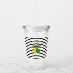 Modern Citron Lime Limoncillo Ränder Monogram Take Away Mugg