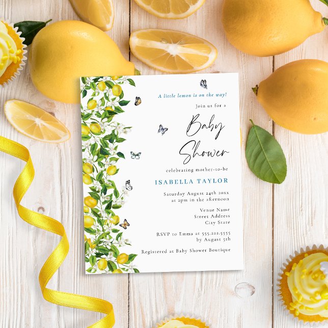 Modern Citrus Baby Shower-inbjudan med Citron (Skapare uppladdad)