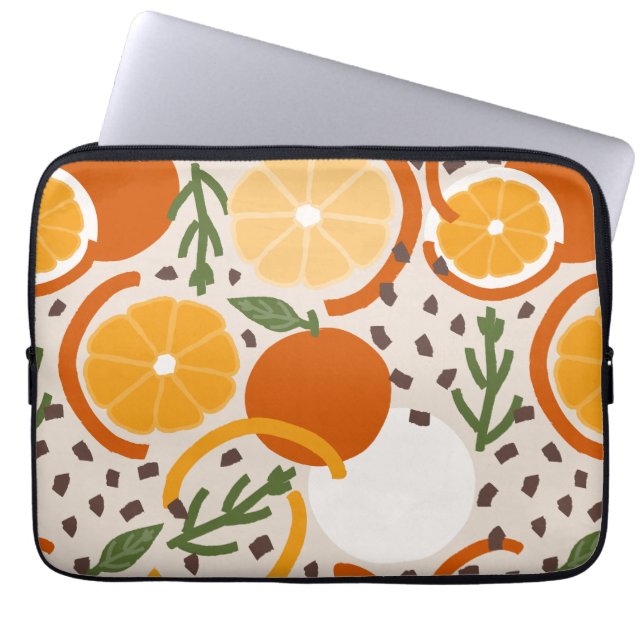 Modern Citrus Fruit Geometric Warm Retro Laptop Fodral (Framsidan)