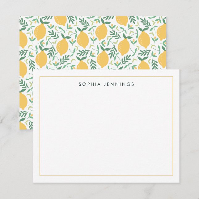 Modern Citrus Fruit Sommar Vår Gult Anteckningskort (Fram/baksida)