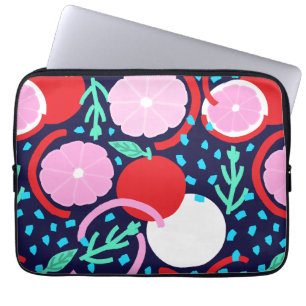 Modern Citrus Frukt Geometrisk Midnatt Marknad Laptop Fodral