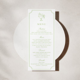 Modern Citrus Green Double Frame Wedding Menu Inbjudningar