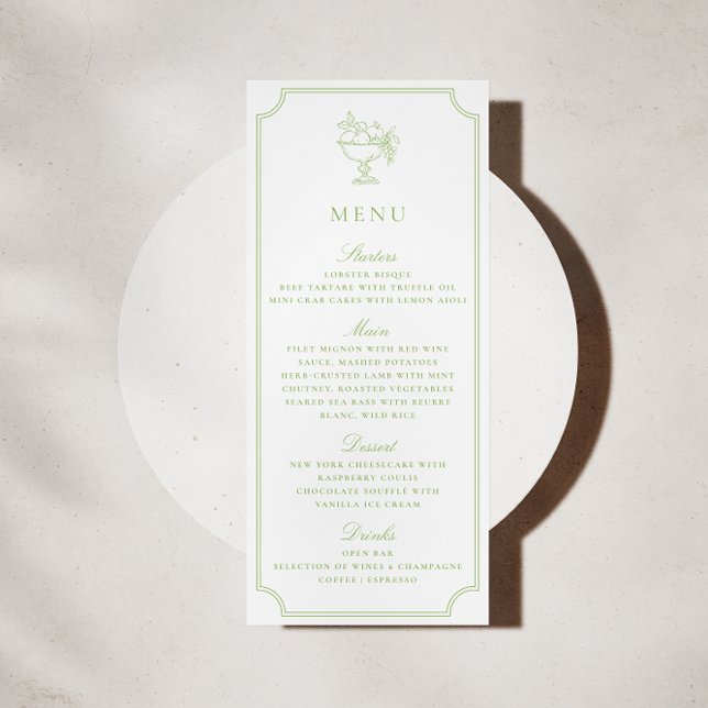 Modern Citrus Green Double Frame Wedding Menu Inbjudningar (Skapare uppladdad)