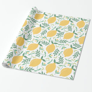 Modern Citrus-Gulten, Lemon, Mönster, sommaren Gre Presentpapper