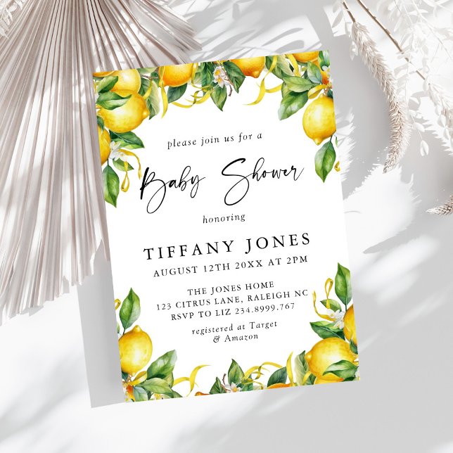 Modern citrus Lemon Baby Shower Inbjudningar (Skapare uppladdad)