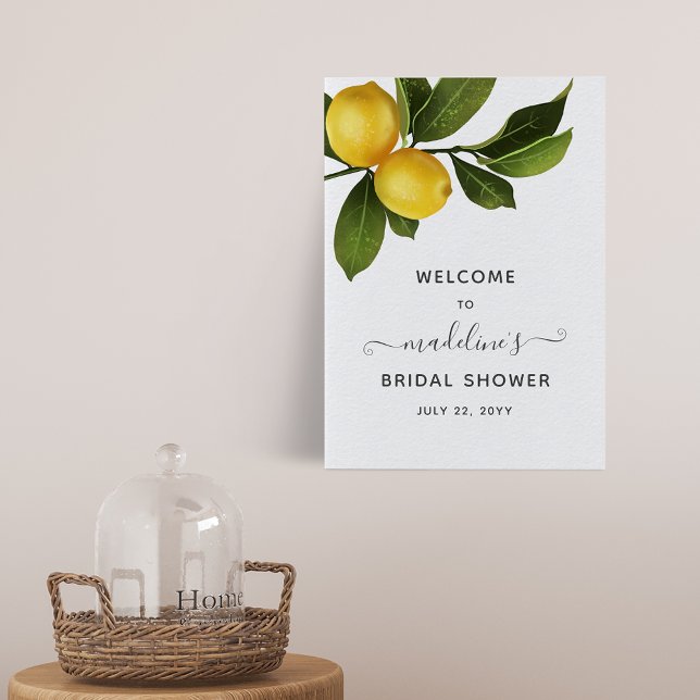 Modern Citrus Lemon Trädgård Bröllopsdusch Välkomm Poster (Skapare uppladdad)