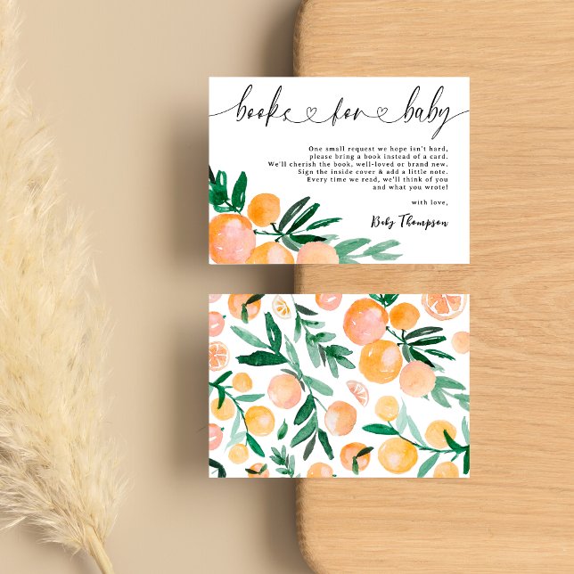 Modern Citrus Orange Bokar for Baby Shower Tilläggskort (Skapare uppladdad)