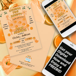 Modern citrus Orange Little Cutie Baby Shower Inbjudningar