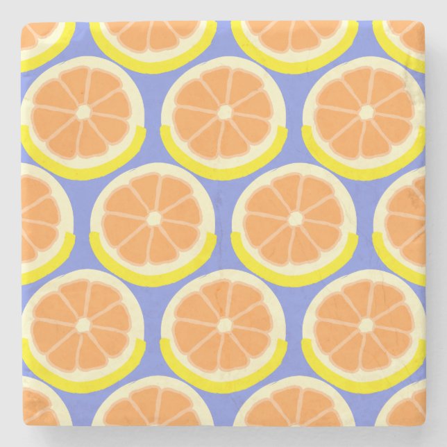 Modern Citrus Slice Amalfi Coast Stenunderlägg (Framsidan)