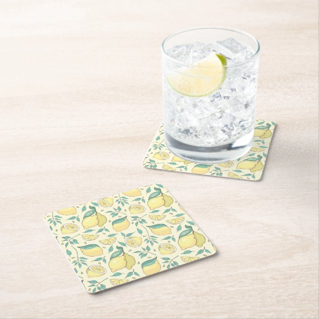 Modern Citrus SommarPersonlig, Citrus gult Underlägg Papper Kvadrat (Insitu)