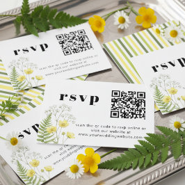 Modern Citrus Vildblomma Randig QR RSVP Tilläggskort