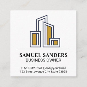 Modern City Byggnad Logotyp Fyrkantigt Visitkort