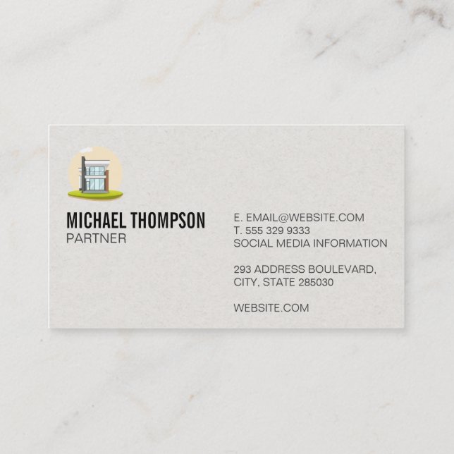 Modern City Byggnad Logotyp Modern House Visitkort (Baksida)