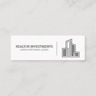 Modern City Byggnad Logotyp Realtor Investor Mini Visitkort