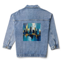 Modern City Ljus Abstrakt Denim Jacka