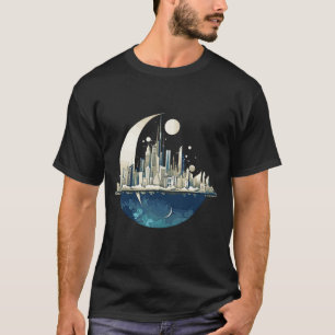 Modern City Skyline liggande vid nattupptäckt T Shirt