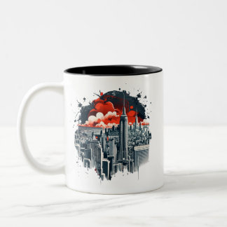 Modern City Skyline mugg-design Två-Tonad Mugg