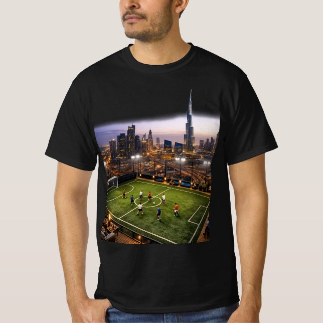 Modern City Skyline Night Lights Graphic T-Shirt (Framsida)