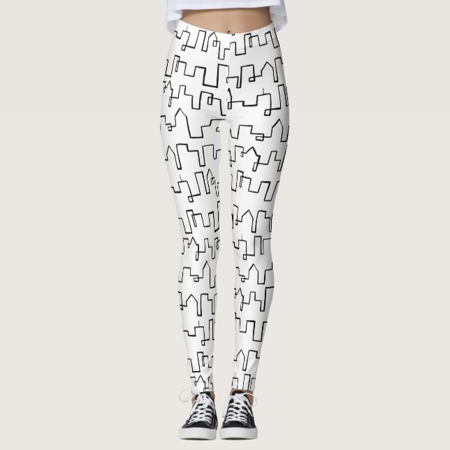 Modern Cityscape-målad design Leggings (Framsida)