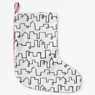 Modern Cityscape-målad design Liten Julstrumpa