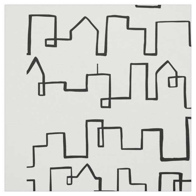 Modern Cityscape-målad design Tyg (Provkarta)