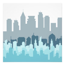 Modern Cityscape Pixel Art - Urban Skyline Design