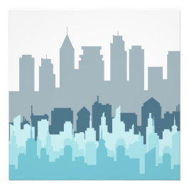 Modern Cityscape Pixel Art - Urban Skyline Design Fototryck