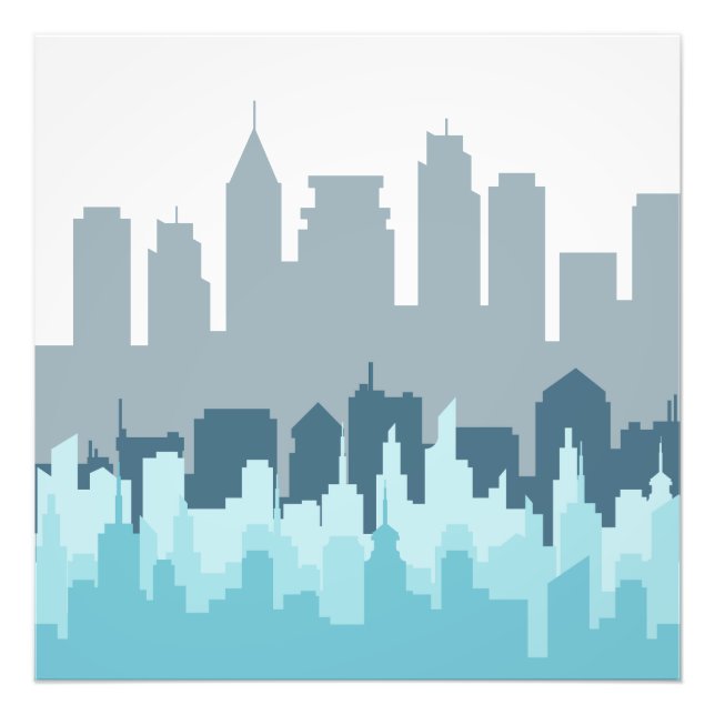Modern Cityscape Pixel Art - Urban Skyline Design Fototryck (Framsidan)