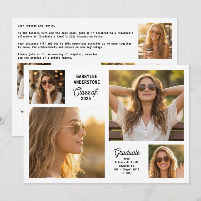 Modern Class of 2026 Multi Photo Graduation Party  Inbjudningar (Fram/baksida)