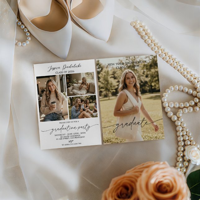 Modern Class of 2026 Photo Graduation Invite Inbjudningar (Skapare uppladdad)