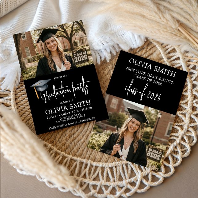 Modern Class of 2026 Photo Graduation Invite Inbjudningar (Skapare uppladdad)