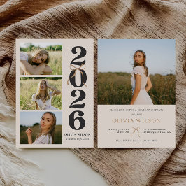 Modern Class of 2026 Photo Graduation Party Inbjudningar