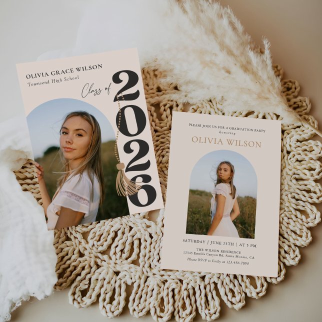 Modern Class of 2026 Photo Graduation Party Inbjudningar (Skapare uppladdad)