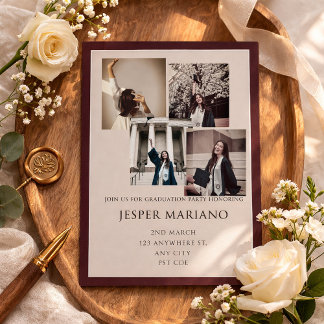 Modern Class of 2026 Photo Minimal Graduation  Inbjudningar