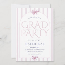 Modern Class of 2026 Pink Bow Graduation Party  Inbjudningar